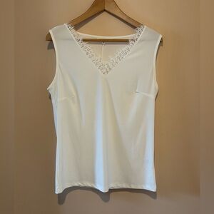cleo White Lace-Trim V-Neck Camisole